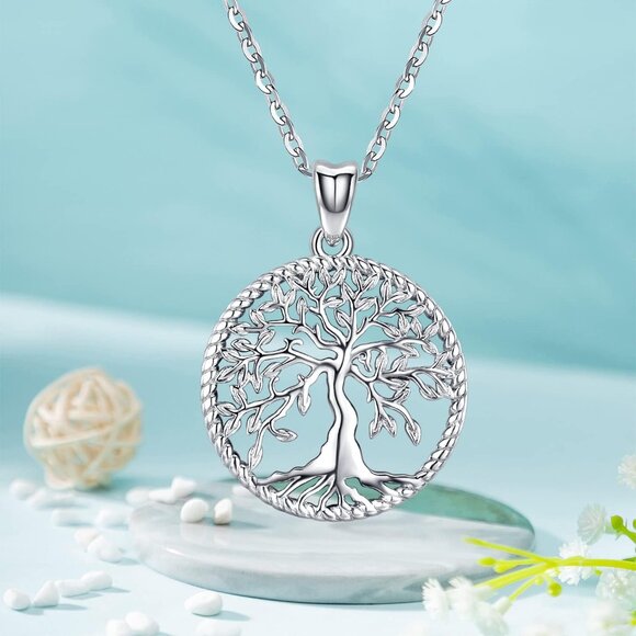 Tree of Life Necklace for Women Sterling Silver Abalone Shell Opal Malachite Cry - Picture 5 of 6